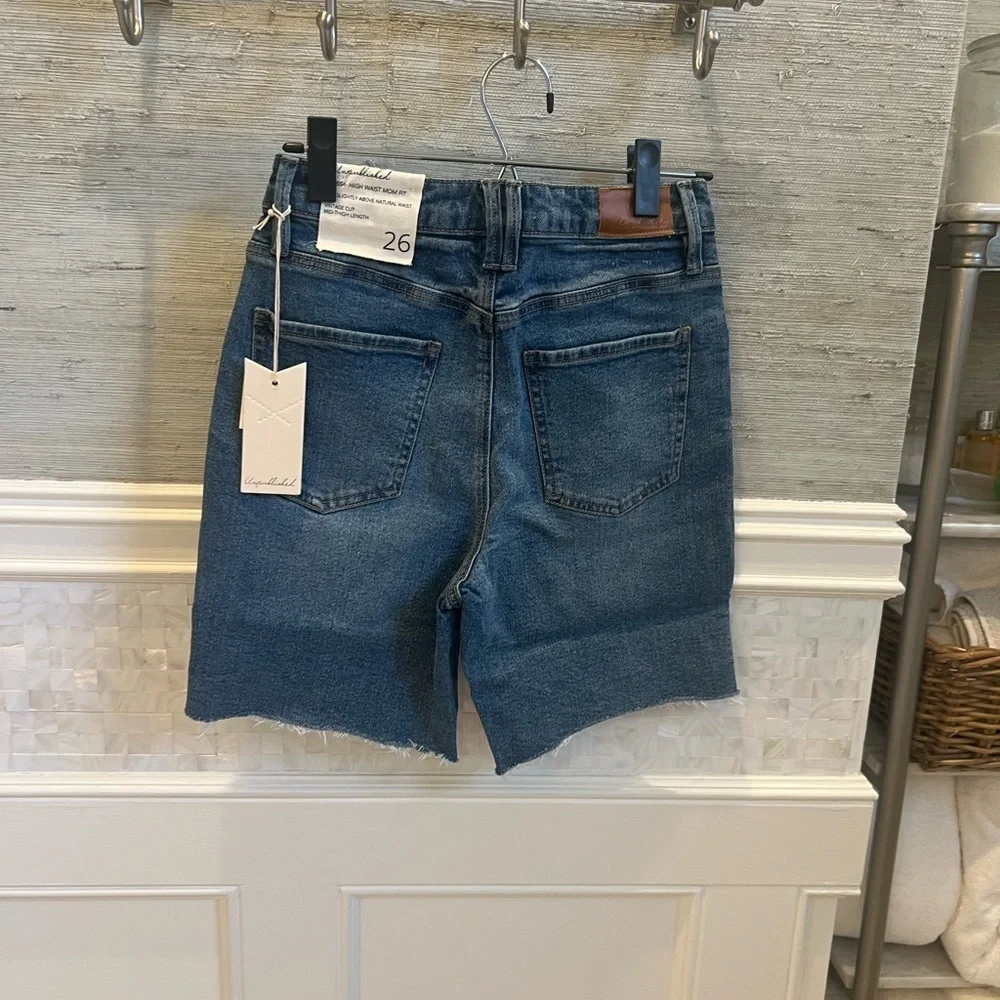 NWT new 26 Anthropologie unpublished Tessa denim Bermuda shorts jean dark - Picture 13 of 17